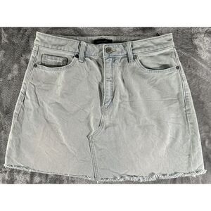 BANANA REPUBLIC Denim Skirt Mini Ski Light Wash Raw Hem Jean Skirt Y2K SZ M